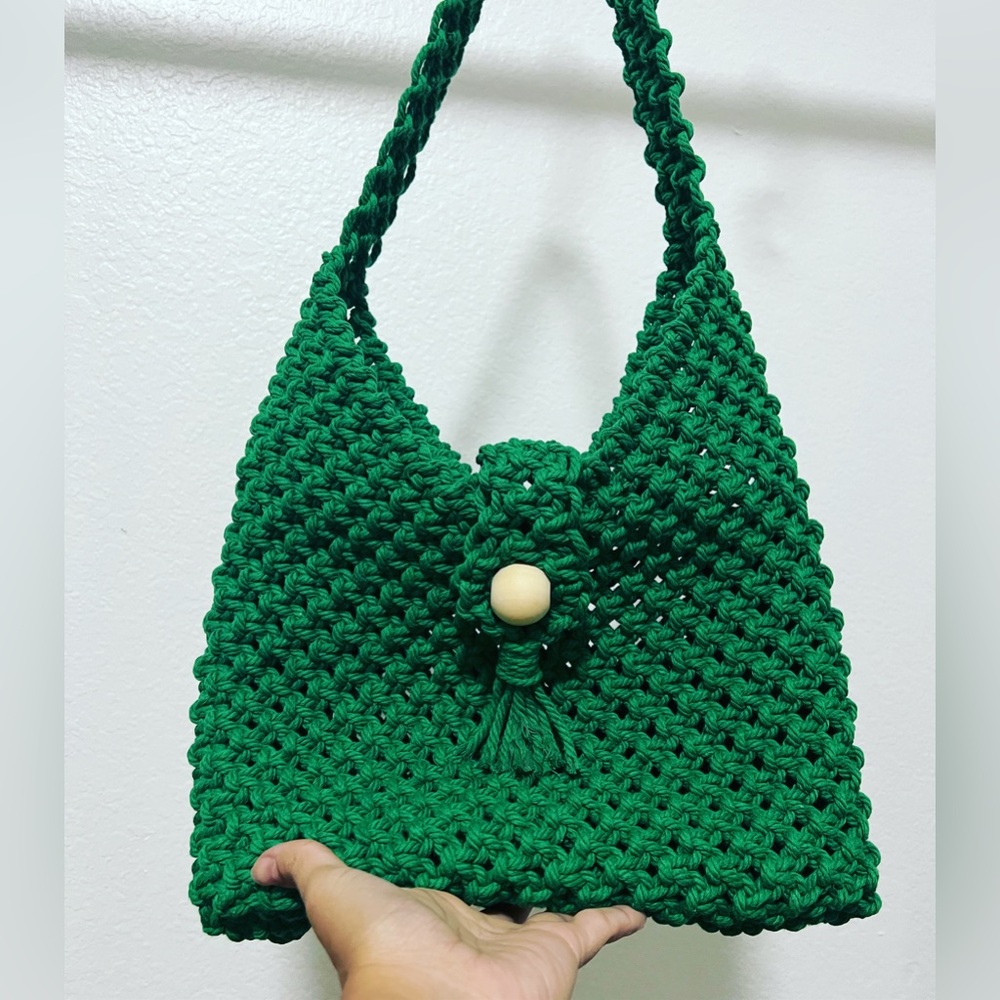Handmade Green Macrame Shoulder Bag